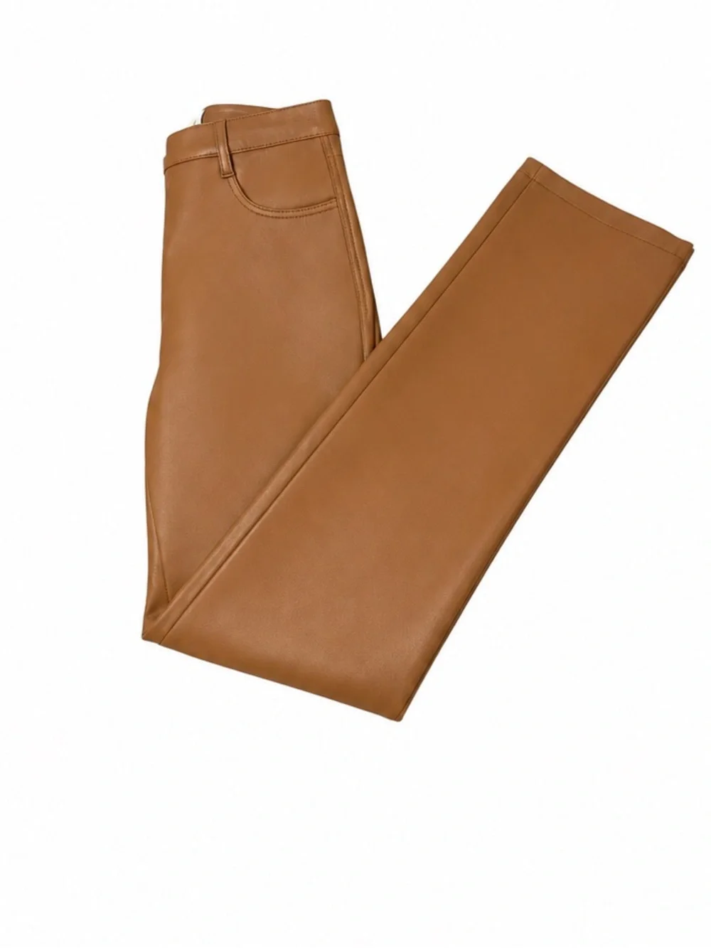 ARITZIA WILFRED Melania High Rise Vegan Camel Faux Leather Pants - Picture 7 of 8
